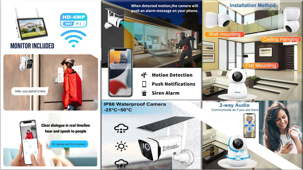 Smart Multiplatform Surveillance System for Home CCTV Solar Powered, 100% wireless, Alarm included, Night Vision Color