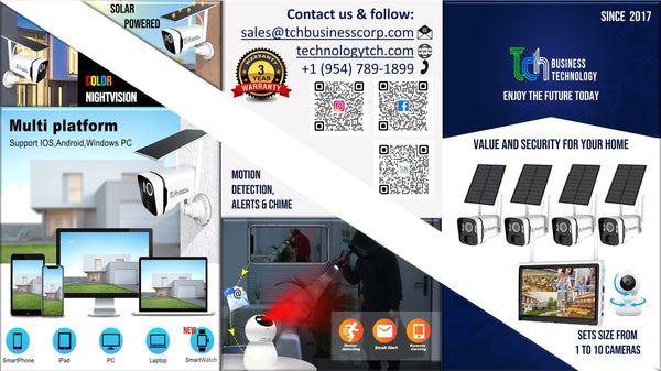 Smart Multiplatform Surveillance System for Home CCTV Solar Powered, 100% wireless, Alarm included, Night Vision Color