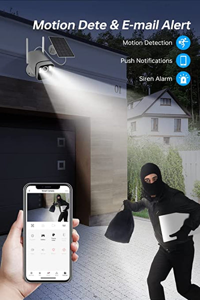 Smart Multiplatform Surveillance System for Home CCTV Solar Powered, 100% wireless, Alarm included, Night Vision Color