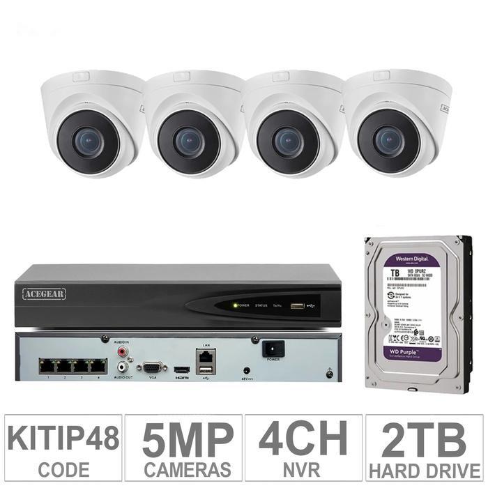 Acegear KIT-IP-48 / 4 IP Cameras 5MP + 1 WD / 2TB + (1-NVR / 4-CH)