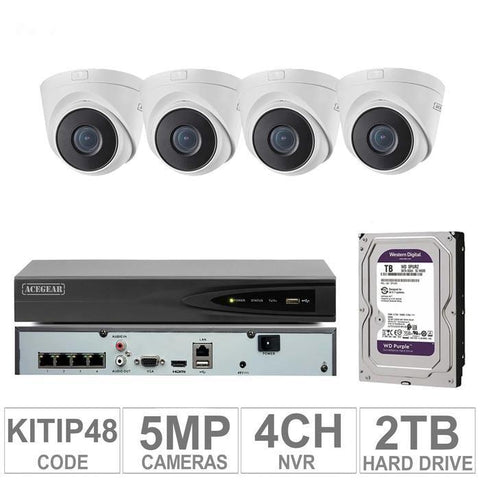 Acegear KIT-IP-48 / 4 IP Cameras 5MP + 1 WD / 2TB + (1-NVR / 4-CH)