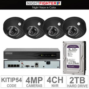 Acegear KIT-IP-54 / 4 IP Cameras 4MP (BLACK) + 1 WD / 2TB + (1-NVR / 4-CH)