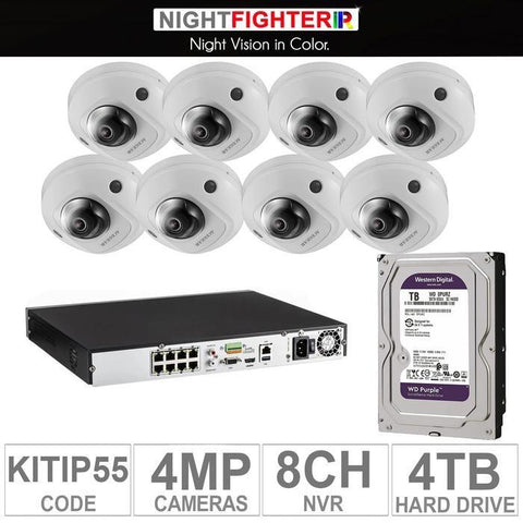 Acegear KIT-IP-55 / 8 IP Cameras 4MP (WHITE) + 1 WD / 4TB + (1-NVR / 8-CH)