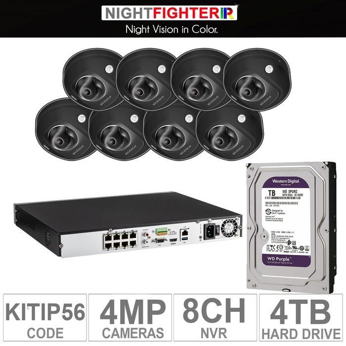 Acegear KIT-IP-56 / 8 IP Cameras 4MP (BLACK) + 1 WD / 4TB + (1-NVR / 8-CH)