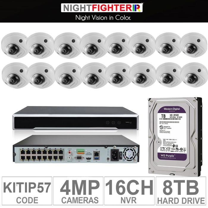 Acegear KIT-IP-57 / 16 IP Cameras 4MP (WHITE) + 1 WD / 8TB + (1-NVR / 16-CH)