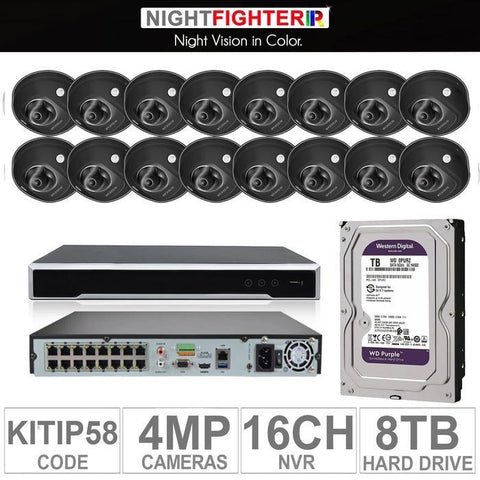 Acegear KIT-IP-58 / 16 IP Cameras 4MP (BLACK) + 1 WD / 8TB + (1-NVR / 16-CH)