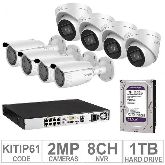 Acegear KIT-IP-61 / 8 IP Cameras 2MP + 1 WD / 1TB + (1-NVR / 8-CH)