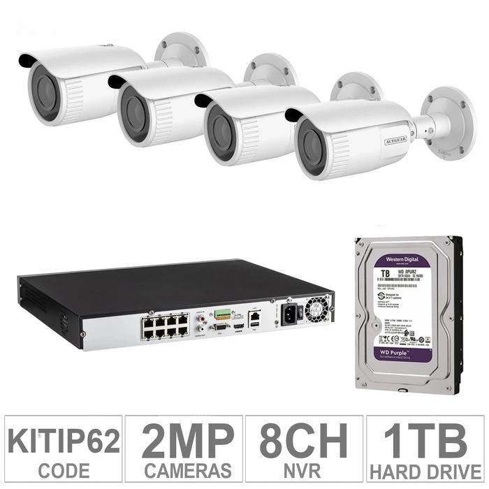 Acegear KIT-IP-62 / 4 IP Cameras 2MP + 1 WD / 1TB + (1-NVR / 8-CH)