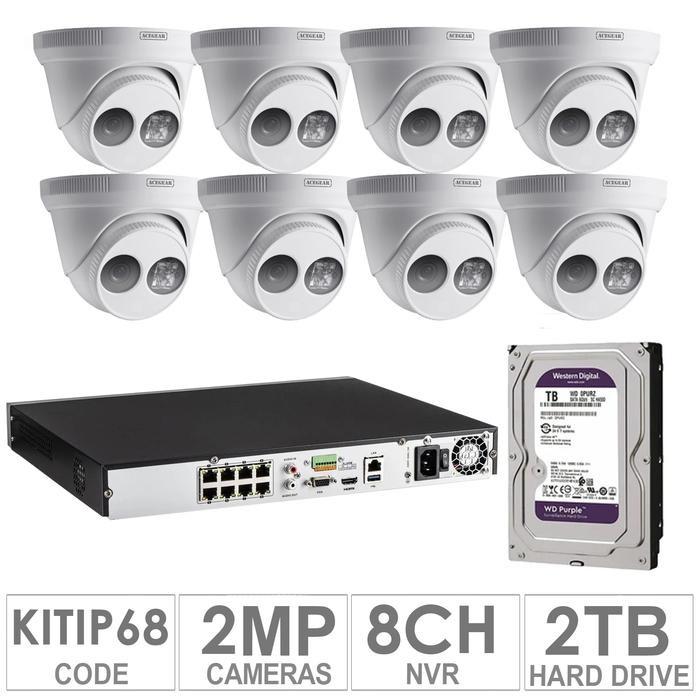 Acegear KIT-IP-68 / 8 IP Cameras 2 MP + 1 WD / 2TB + (1-NVR / 8-CH)