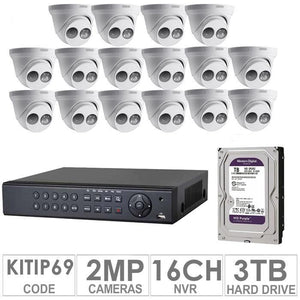 Acegear KIT-IP-69 / 16 IP Cameras 2 MP + 1 WD / 3TB + (1-NVR / 16-CH)