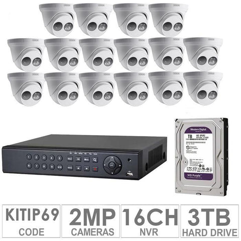 Acegear KIT-IP-69 / 16 IP Cameras 2 MP + 1 WD / 3TB + (1-NVR / 16-CH)