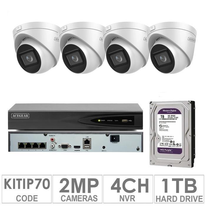 Acegear KIT-IP-70 / 4 IP Cameras 4 MP + 1 WD / 1TB + (1-NVR / 4-CH)