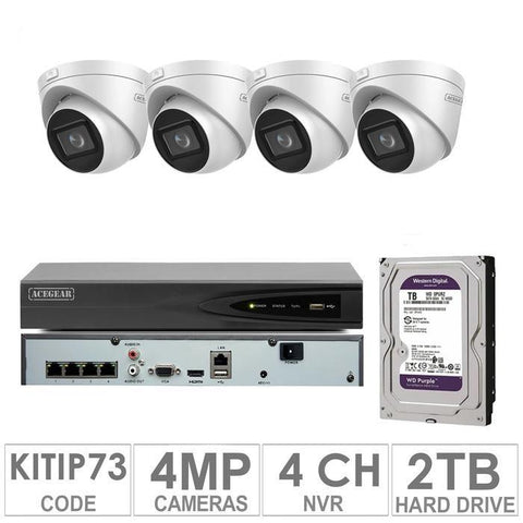 Acegear KIT-IP-73 / 4 IP Cameras 4 MP + 1 WD / 2TB + (1-NVR / 4-CH)