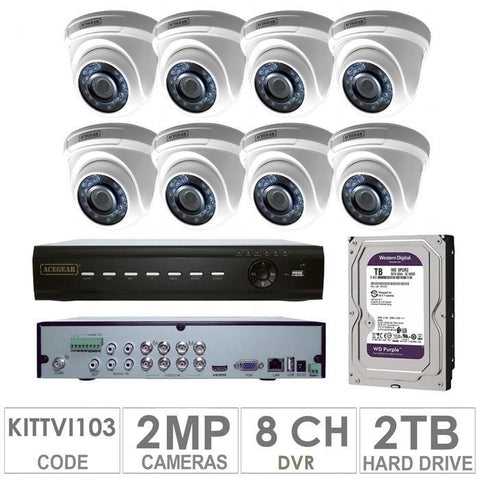 Acegear KIT-TVI-103 / 8 TVI Cameras 2 MP + 1 WD / 2TB + (1 DVR 8-CH)