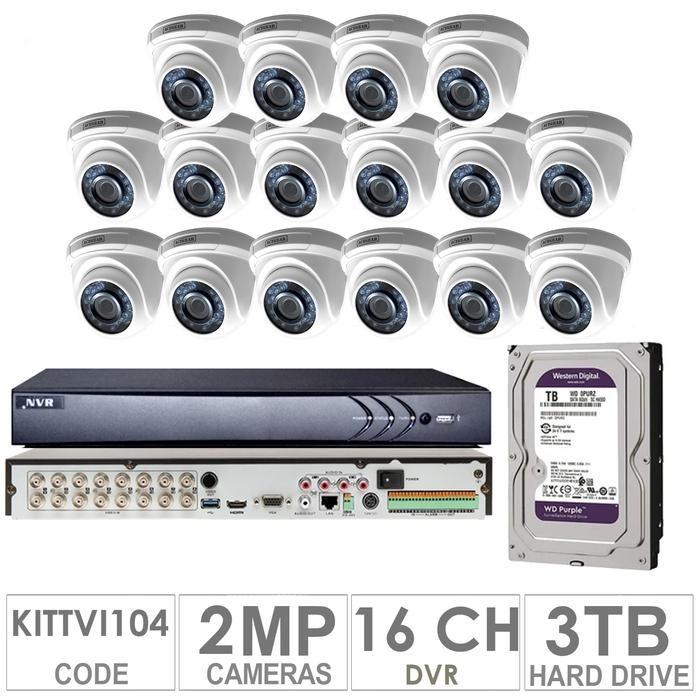 Acegear KIT-TVI-104 / 16 TVI Cameras 2MP + 1 WD / 3TB + (1-DVR / 16-CH)