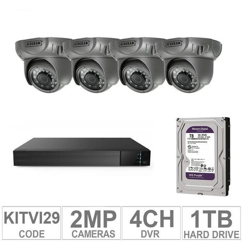 Acegear KIT-TVI-29 / 4 TVI Cameras 2MP + 1 WD / 1TB +  (1-DVR / 4-CH)