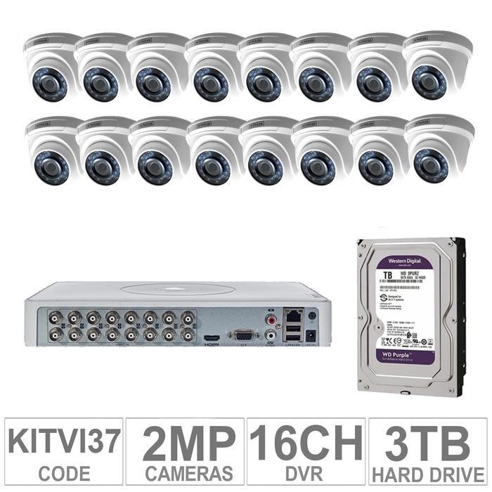 Acegear KIT-TVI-37 / 16 TVI Cameras 2MP + 1 WD / 3TB +  (1-DVR / 16-CH)