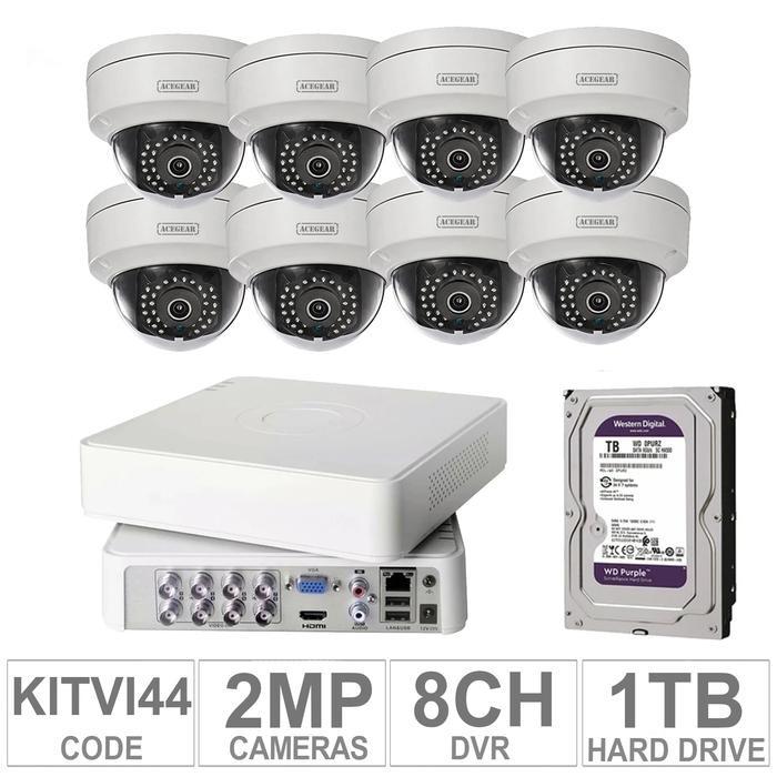 Acegear KIT-TVI-44 / 8 TVI Cameras 2MP + 1 WD / 1TB +  (1-DVR / 8-CH)