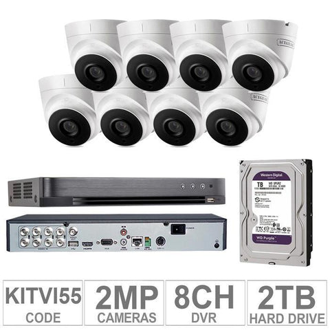 Acegear KIT-TVI-55 / 8 TVI Cameras 2MP + 1 WD / 2TB +  (1-DVR / 8-CH)