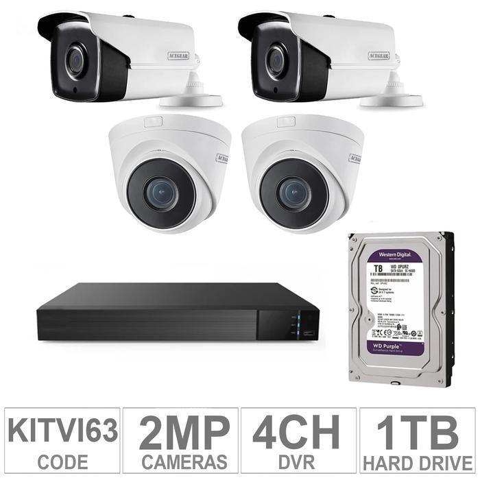 Acegear KIT-TVI-63 / 4 TVI Cameras 2MP + 1 WD / 1TB + (1-DVR / 4-CH)