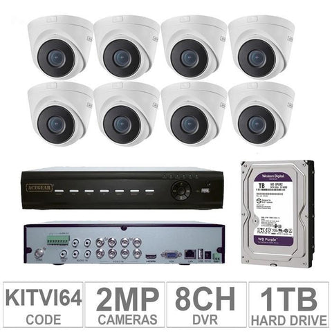 Acegear KIT-TVI-64 / 8 TVI Cameras 2MP + 1 WD / 1TB + (1-DVR / 8-CH)