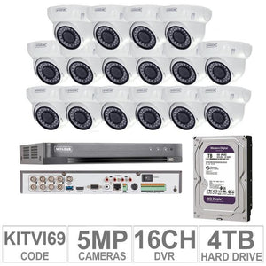 Acegear KIT-TVI-69 / 16 TVI Cameras 5MP + 1WD / 4TB + (1-DVR / 16-CH)