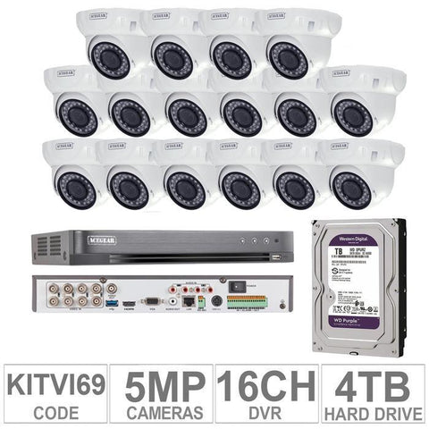 Acegear KIT-TVI-69 / 16 TVI Cameras 5MP + 1 WD / 4TB + (1-DVR / 16-CH)