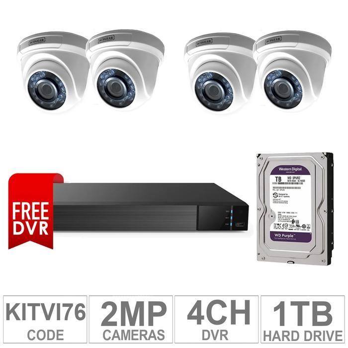 Acegear KIT-TVI-76 / 4 TVI Cameras 2 MP + 1 WD / 1TB + (1 FREE DVR 4 CH)