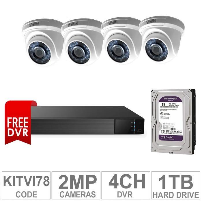 Acegear KIT-TVI-78 / 4 TVI Cameras 2 MP + 1 WD / 1TB + (1 FREE DVR 4 CH)