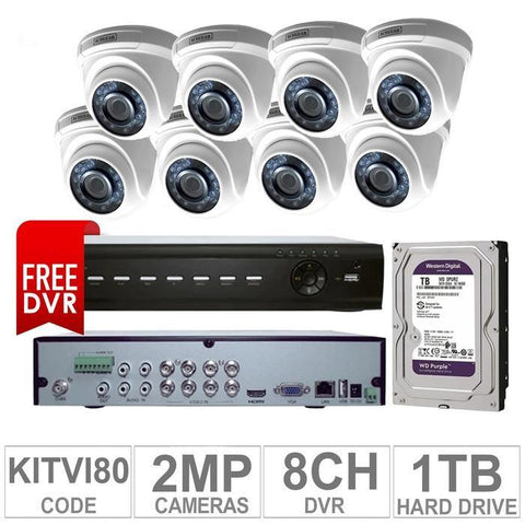 Acegear KIT-TVI-80 / 8 TVI Cameras 2 MP + 1 WD / 1TB + (1 FREE DVR 8 CH)