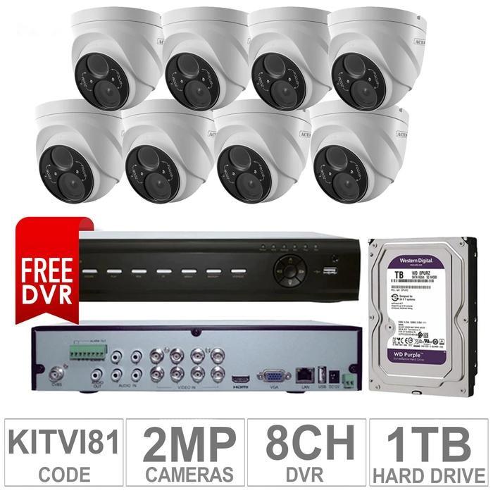 Acegear KIT-TVI-81 / 8 TVI Cameras 2 MP + 1 WD / 1TB + (1 FREE DVR 8 CH)