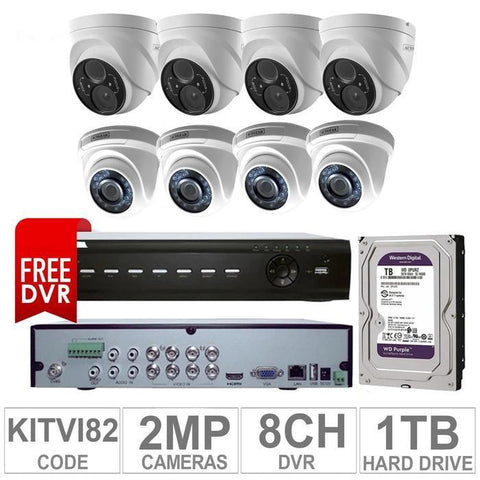 Acegear KIT-TVI-82 / 8 TVI Cameras 2 MP + 1 WD / 1TB + (1 FREE DVR 8 CH)