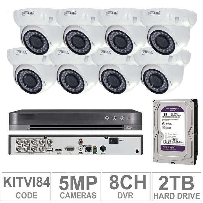 Acegear KIT-TVI-84 / 8 TVI Cameras 5 MP + 1 WD / 2TB + (1-DVR / 8-CH)