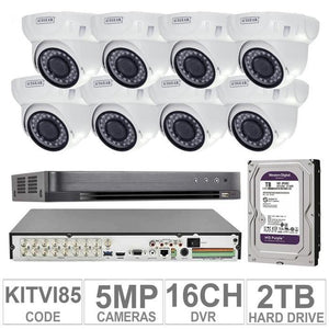 Acegear KIT-TVI-85 / 8 TVI Cameras 5 MP + 1 WD / 2TB + (1-DVR / 16-CH)