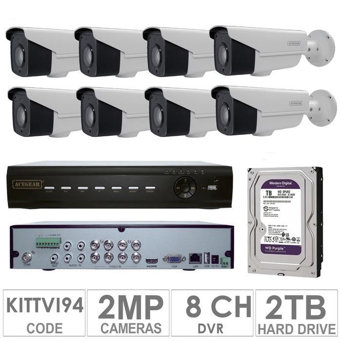 Acegear KIT-TVI-94 / 8 TVI Cameras 2 MP + 1 WD / 2TB + (1 DVR 8-CH)