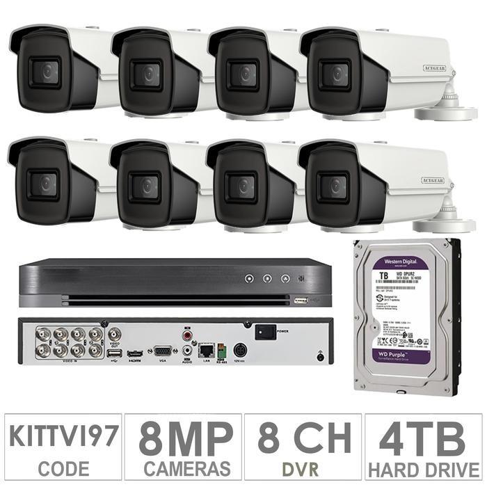 Acegear KIT-TVI-97 / 8 TVI Cameras 8 MP + 1 WD / 4TB + (1 DVR 8-CH)