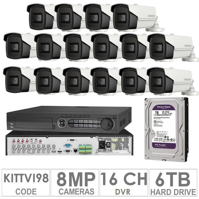 Acegear KIT-TVI-98 / 16 TVI Cameras 8 MP + 1 WD / 6 TB + (1-DVR / 16-CH)