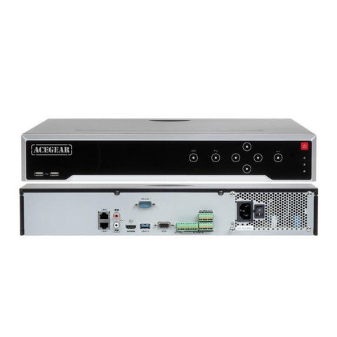 Acegear NVR 32H265 4K (32CH) UHD Dual-LAN H265+ VGA/HDMI 100-240VAC UL