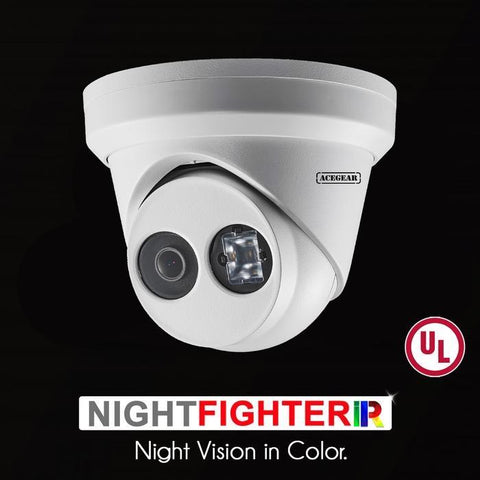 Surveillance Camera Acegear CI1408WDFWH IP 4MP 2.8mm H.265 Night Fight EXIR 100ft 48vPoE 12VDC UL Listed