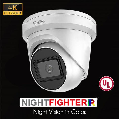 Cámara de Seguridad Acegear CI1808.4KWDF IP 8MP (4K UHD) 2.8mm H.265 Night Fight EXIR 100ft 48vPoE 12VDC UL Listed