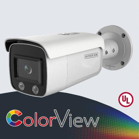 Surveillance Camera Acegear CI3406CV IP 4MP ColorView 2.8mm Lens 98ft. LED Range H.265 48vPoE 12VDC UL Listed