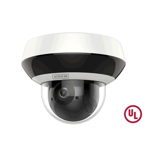 Surveillance Camera Acegear CI4482 IP PTZ 4MP 4x Optical Zoom H.265 IR 65ft. 48VPoE 12V DC UL Listed.