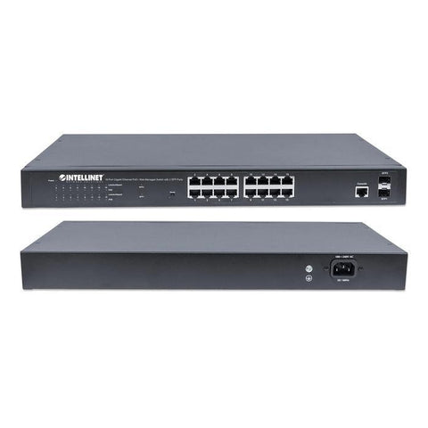 Conmutador Intellinet de 16 puertos Gigabit Ethernet PoE gestionado por web con 2 puertos SFP