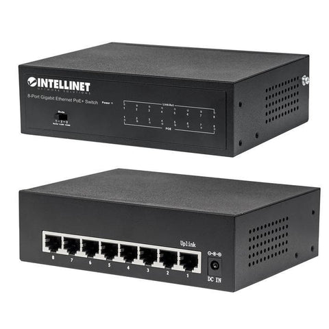 Conmutador PoE Gigabit Ethernet de 8 puertos Intellinet