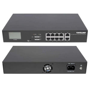 Intellinet 8-Port Gigabit Ethernet PoE Switch with 2 RJ45 Gigabit Uplink Ports and LCD Screen