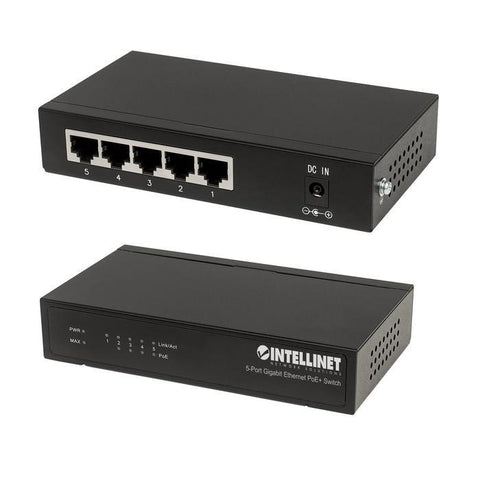 Conmutador PoE Gigabit Ethernet Intellinet de 5 puertos y 4 puertos PSE