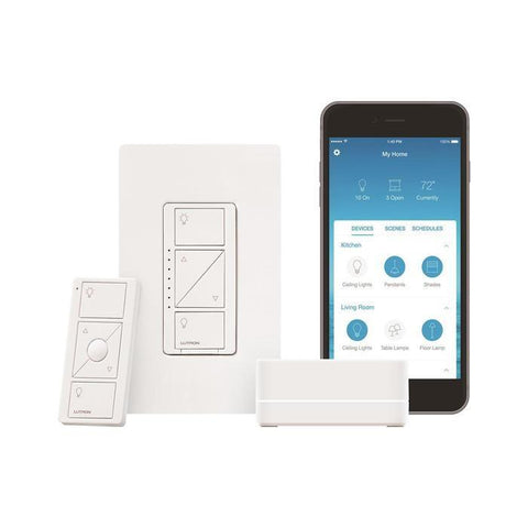Lutron P-BDGPRO-PKG1W Caseta Wireless Dimmer Pro Kit, White.