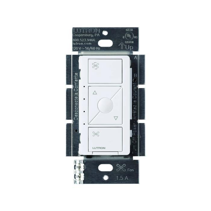 Lutron PD-FSQN-WH Caseta, control inteligente de velocidad del ventilador, blanco