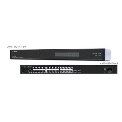 Luxul AMS-4424P AV Series 26 PORT-24 POE Stackable L2-L3 Managed Switch Black