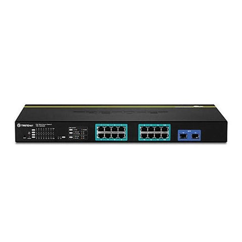 TRENDnet 1620WS 16-port Gigabit Web Smart PoE Switch w-2 Shared Mini-GBIC Slots 16 PoE 2SFP